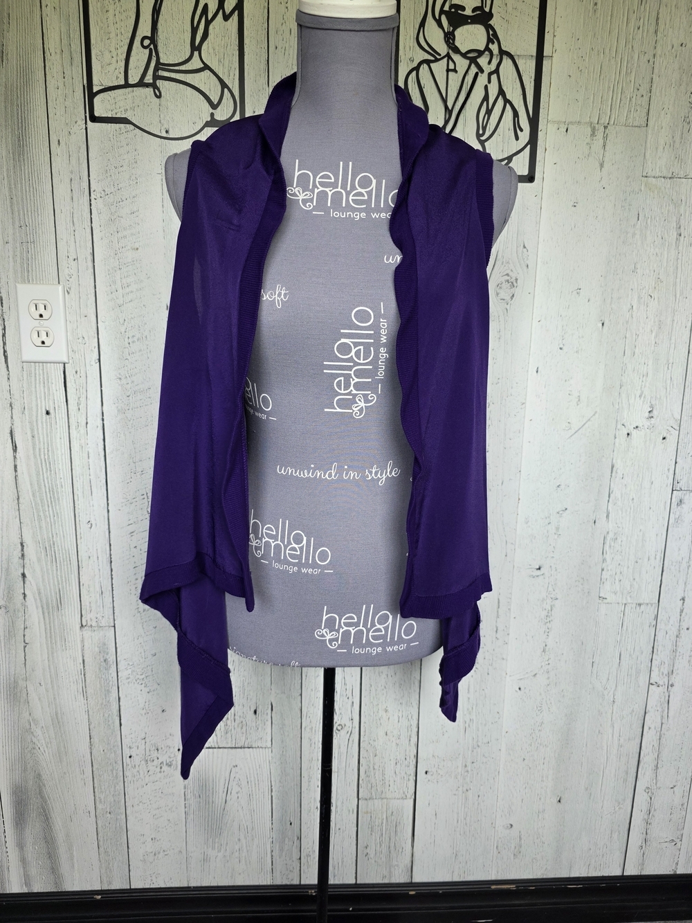 Calvin Klein Purple Open Front Drape Cardigan | Sleeveless | XS